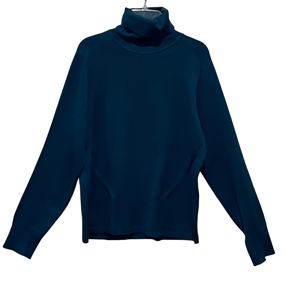 CARLISLE Teal Green Silk Blend Luxury Turtleneck Sweater Size L READ